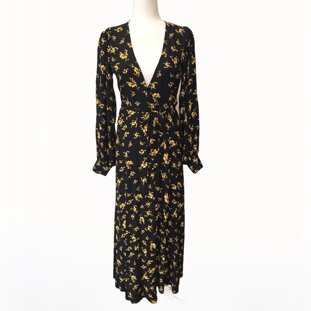 Ganni Printed Crepe Wrap Maxi Dress - Size: 2/4 - Picture 10 of 17